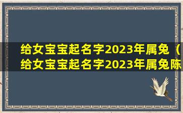 给女宝宝起名字2023年属兔（给女宝宝起名字2023年属兔陈啥蓉）