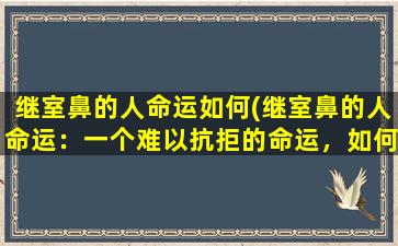 继室鼻的人命运如何(继室鼻的人命运：一个难以抗拒的命运，如何面对？)