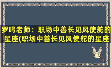 罗鸣老师：职场中善长见风使舵的星座(职场中善长见风使舵的星座大揭秘，你符合其中之一吗？)