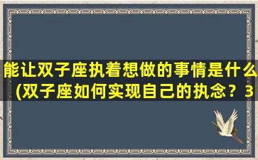 能让双子座执着想做的事情是什么(双子座如何实现自己的执念？30个方法帮你走向成功)