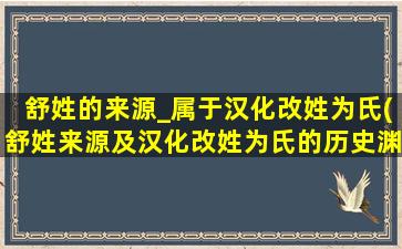 舒姓的来源_属于汉化改姓为氏(舒姓来源及汉化改姓为氏的历史渊源)