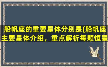 船帆座的重要星体分别是(船帆座主要星体介绍，重点解析每颗恒星的特点)