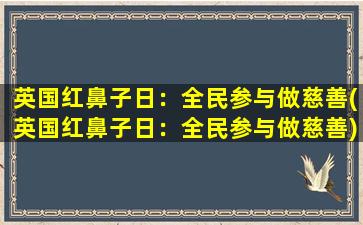 英国红鼻子日：全民参与做慈善(英国红鼻子日：全民参与做慈善)