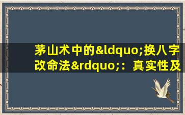 茅山术中的“换八字改命法”：真实性及其影响探究