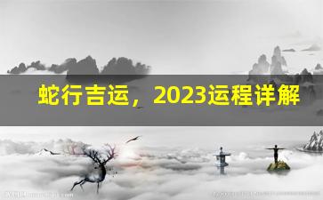 蛇行吉运，2023运程详解