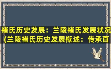 褚氏历史发展：兰陵褚氏发展状况(兰陵褚氏历史发展概述：传承百年，家族走向繁荣昌盛)