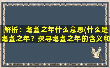 解析：耄耋之年什么意思(什么是耄耋之年？探寻耄耋之年的含义和文化内涵)