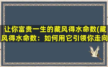 让你富贵一生的藏风得水命数(藏风得水命数：如何用它引领你走向人生巅峰)