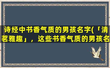 诗经中书香气质的男孩名字(「清茗雅趣」，这些书香气质的男孩名字让人心驰神往)