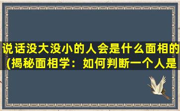 说话没大没小的人会是什么面相的(揭秘面相学：如何判断一个人是否说话没大没小？)