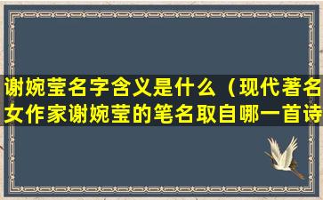 谢婉莹名字含义是什么（现代著名女作家谢婉莹的笔名取自哪一首诗）