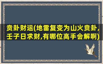 贲卦财运(地雷复变为山火贲卦,壬子日求财,有哪位高手会解啊)