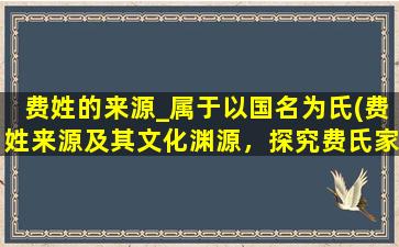 费姓的来源_属于以国名为氏(费姓来源及其文化渊源，探究费氏家族的历史渊源与文化传承)