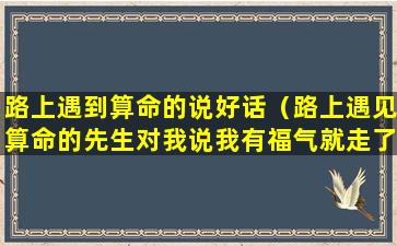 路上遇到算命的说好话（路上遇见算命的先生对我说我有福气就走了）