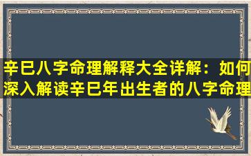 辛巳八字命理解释大全详解：如何深入解读辛巳年出生者的八字命理