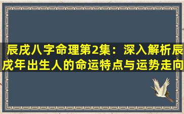 辰戌八字命理第2集：深入解析辰戌年出生人的命运特点与运势走向