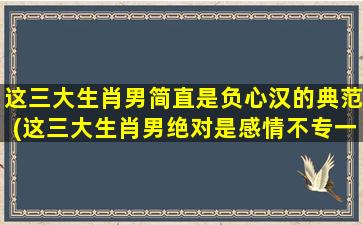 这三大生肖男简直是负心汉的典范(这三大生肖男绝对是感情不专一的代表，让人忍不住吐槽！)