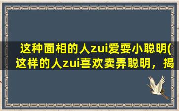 这种面相的人zui爱耍小聪明(这样的人zui喜欢卖弄聪明，揭秘他们的真正性格特点)