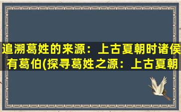 追溯葛姓的来源：上古夏朝时诸侯有葛伯(探寻葛姓之源：上古夏朝有葛伯领兵，成为诸侯中心)