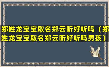 郑姓龙宝宝取名郑云昕好听吗（郑姓龙宝宝取名郑云昕好听吗男孩）