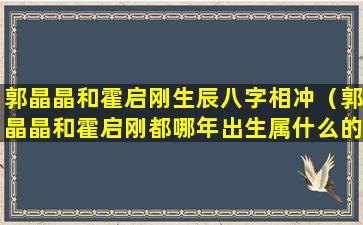 郭晶晶和霍启刚生辰八字相冲（郭晶晶和霍启刚都哪年出生属什么的）