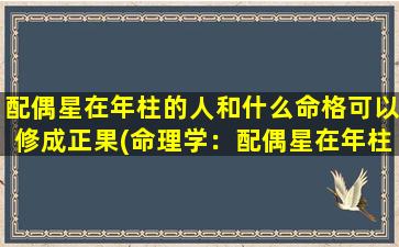 配偶星在年柱的人和什么命格可以修成正果(命理学：配偶星在年柱与何种命格zui易修成正果)