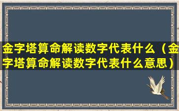 金字塔算命解读数字代表什么（金字塔算命解读数字代表什么意思）