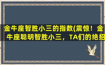 金牛座智胜小三的指数(震惊！金牛座聪明智胜小三，TA们的绝招竟是……)