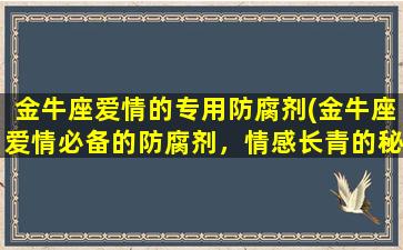 金牛座爱情的专用防腐剂(金牛座爱情必备的防腐剂，情感长青的秘密)