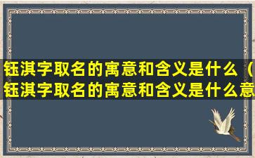 钰淇字取名的寓意和含义是什么（钰淇字取名的寓意和含义是什么意思啊）