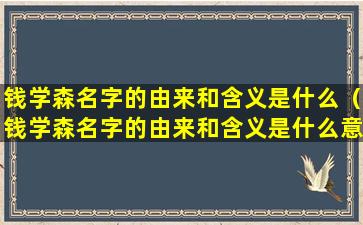 钱学森名字的由来和含义是什么（钱学森名字的由来和含义是什么意思）