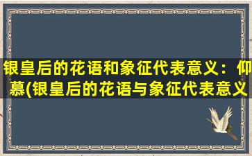 银皇后的花语和象征代表意义：仰慕(银皇后的花语与象征代表意义，探秘仰慕之情)