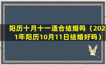 阳历十月十一适合结婚吗（2021年阳历10月11日结婚好吗）