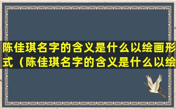 陈佳琪名字的含义是什么以绘画形式（陈佳琪名字的含义是什么以绘画形式写的）