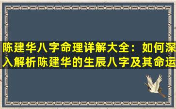 陈建华八字命理详解大全：如何深入解析陈建华的生辰八字及其命运影响