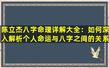 陈立杰八字命理详解大全：如何深入解析个人命运与八字之间的关系