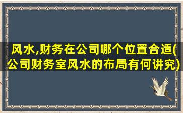 风水,财务在公司哪个位置合适(公司财务室风水的布局有何讲究)