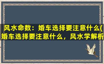 风水命数：婚车选择要注意什么(婚车选择要注意什么，风水学解析专家给出实用建议！)