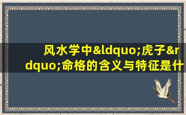 风水学中“虎子”命格的含义与特征是什么