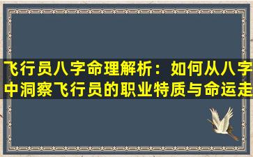 飞行员八字命理解析：如何从八字中洞察飞行员的职业特质与命运走向