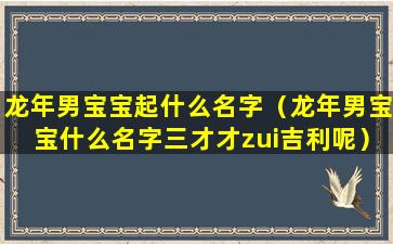 龙年男宝宝起什么名字（龙年男宝宝什么名字三才才zui吉利呢）