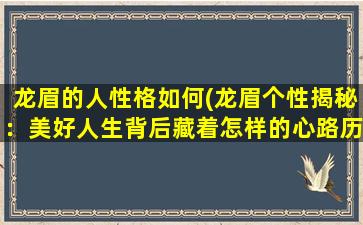 龙眉的人性格如何(龙眉个性揭秘：美好人生背后藏着怎样的心路历程？)