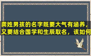 龚姓男孩的名字既要大气有涵养，又要结合国学和生辰取名，该如何选择